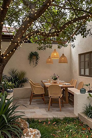 Hanging Woven Pendant Lights for Outdoor Dining