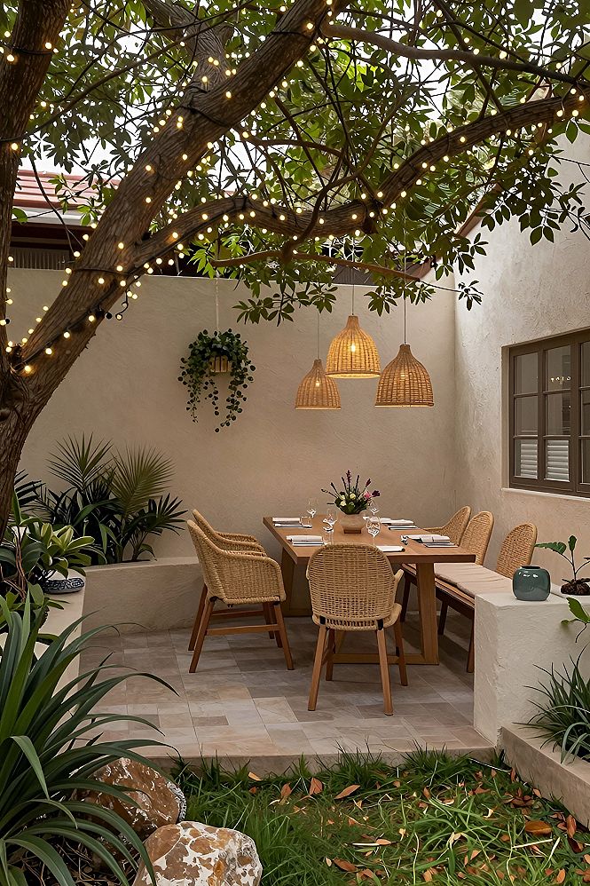 Hanging Woven Pendant Lights for Outdoor Dining