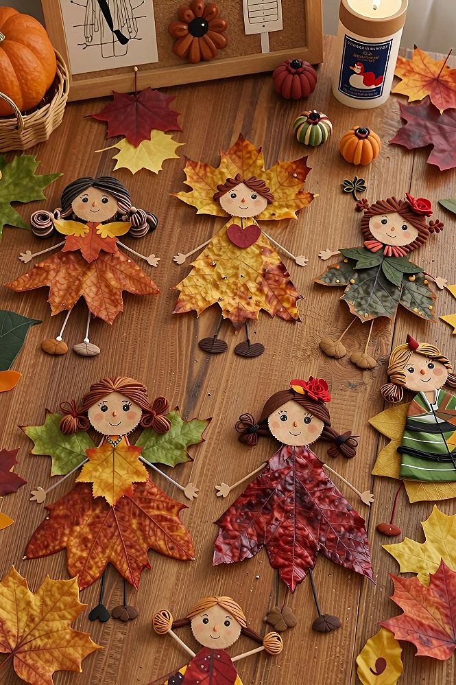Making Cute Dolls with Real Fall Leaves