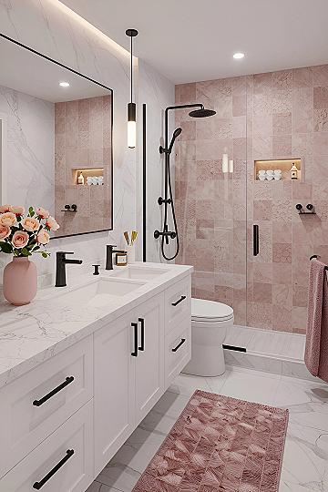 Creating a Soft Pink Tiled Shower Space