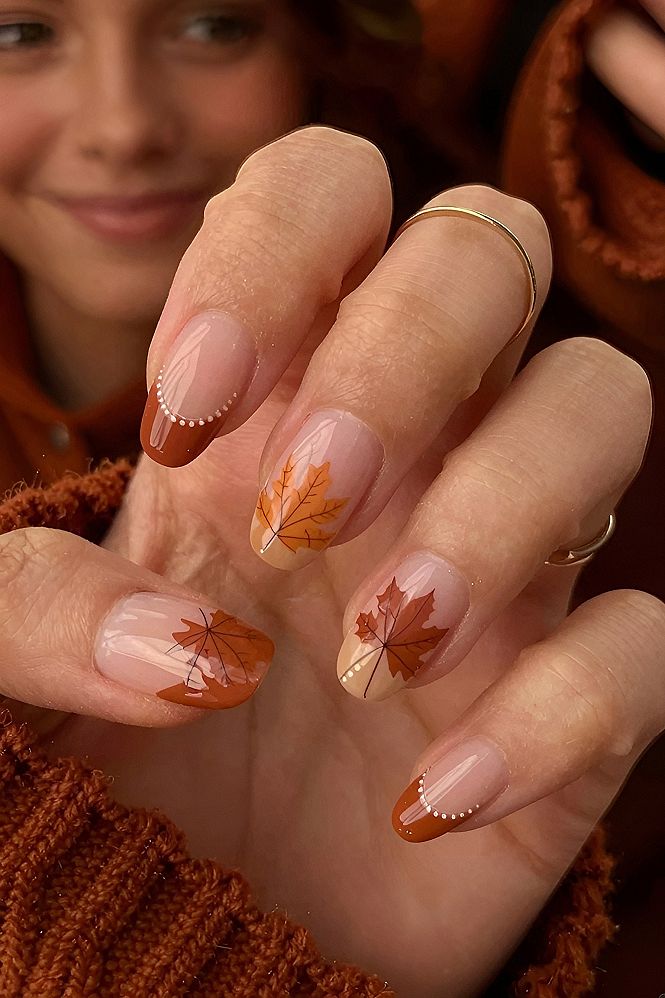 Adding Hand-Painted Leaf Details to September Manicures