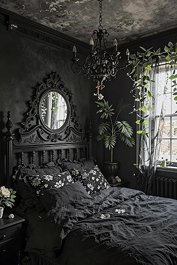 Setting the Mood with Dark Wall Paint and Greenery