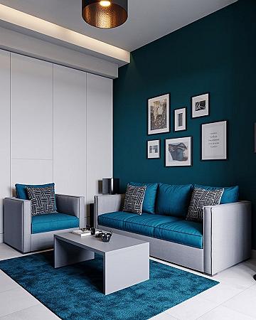 Small Living Room Ideas: Blue Pop & Smart Decor Solutions