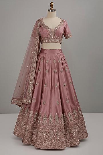 Mauve Satin Lehenga: Chic Party Wear for Wedding Guests & Bridesmaids