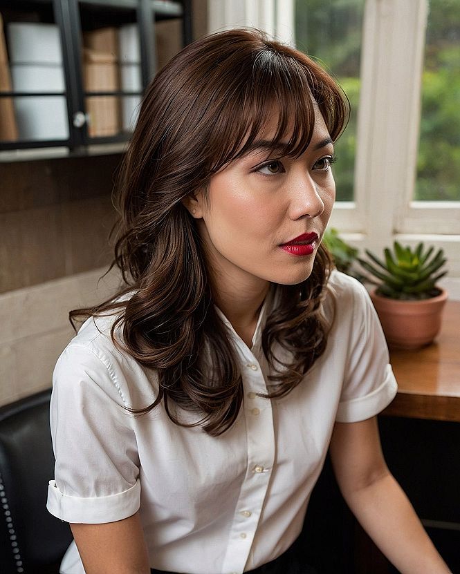 Side View of Textured Waves and Subtle Bangs