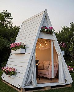 What makes this tiny A-frame cabin so whimsical?