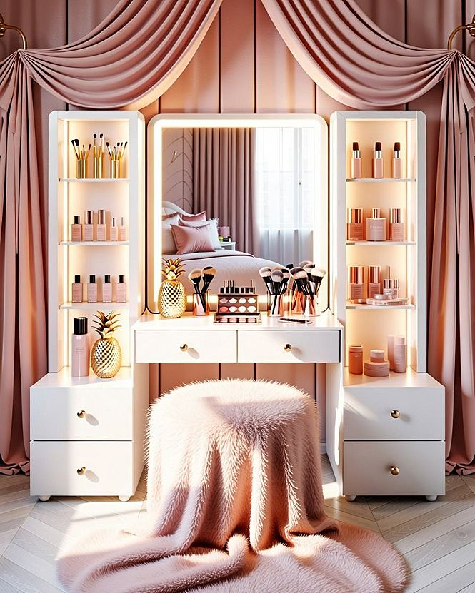 Girly Bedroom Vanity: Pink Aesthetic Room Inspiration for 2024