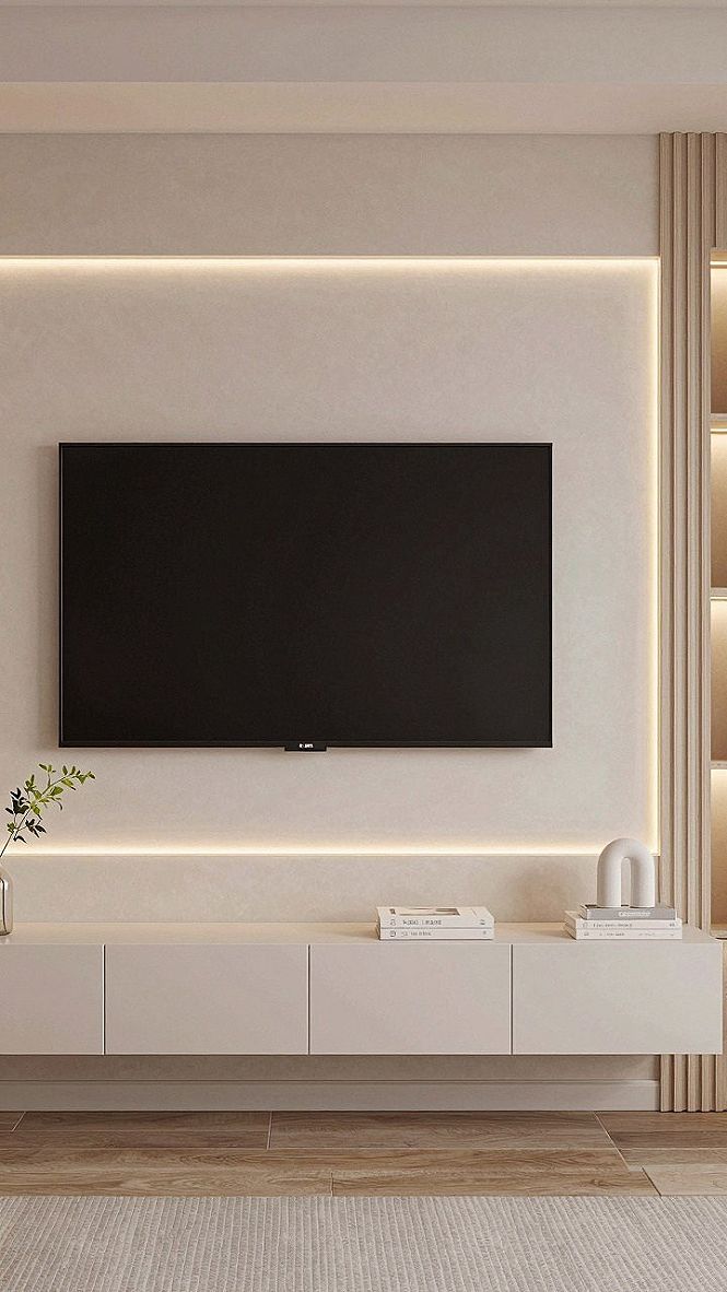 Integrated Backlit LED Strips For Floating TV Units