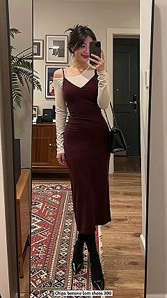 Pairing a Slip Dress Over a Long Sleeve Top