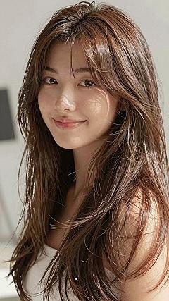 Long Haircut With Subtle Face Framing Corte Curtain Bangs