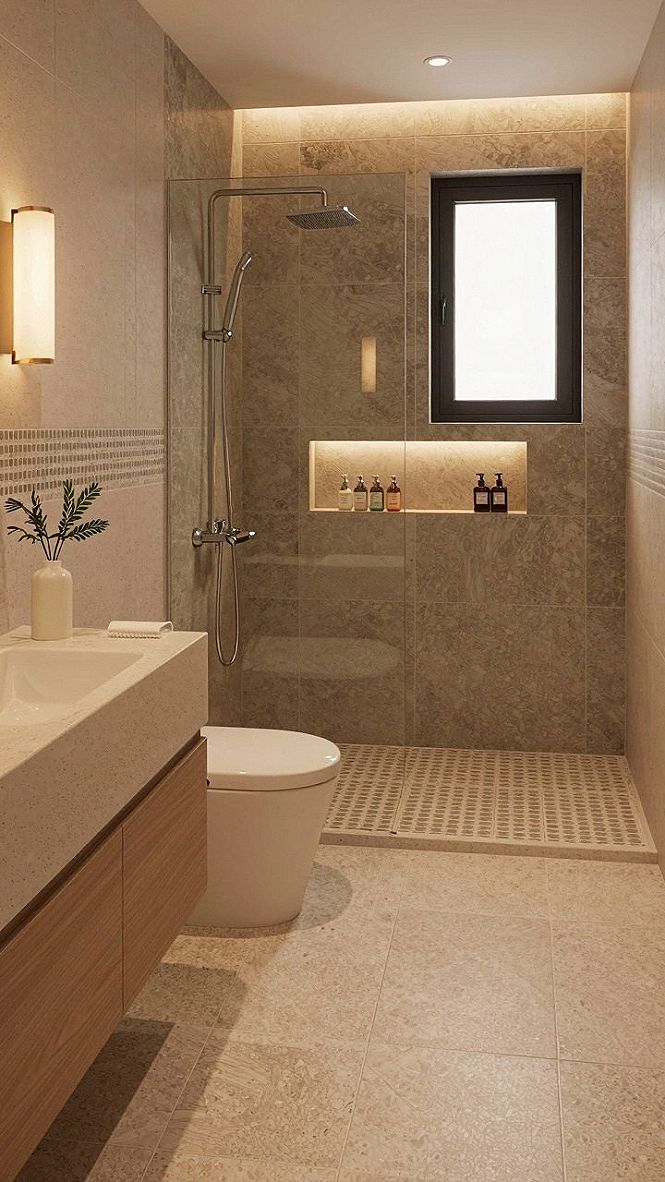 Adding Warmth With Wooden Vanities In A Small Bathroom
