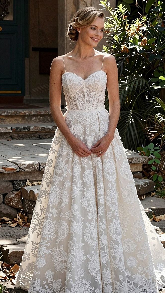 Why Spaghetti Strap 3D Floral Lace Wedding Dresses Work So Well