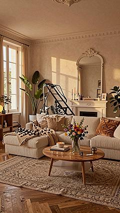Layering Soft Textures and Natural Greenery for Living Room Comfort