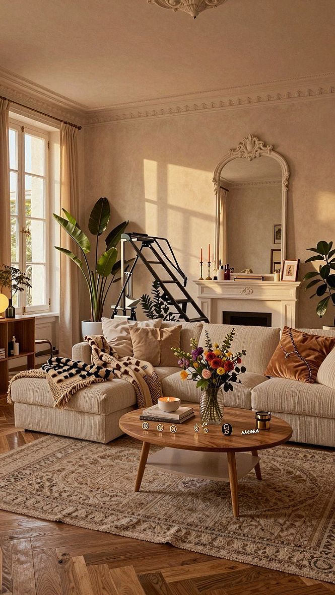 Layering Soft Textures and Natural Greenery for Living Room Comfort