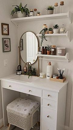 Styling Open Shelves Above Your Danish Pastel Vanity