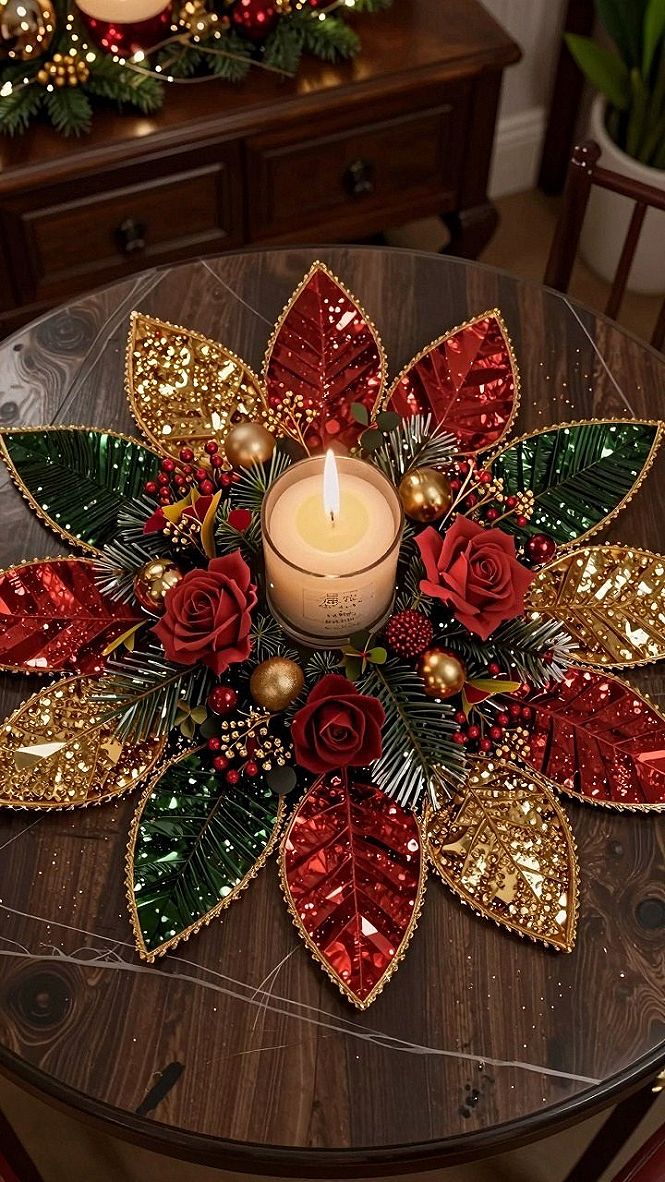 Designing a Beaded Poinsettia Centerpiece for Holiday Tables