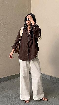 Balancing an Oversized Button Down with Wide Leg Bottoms