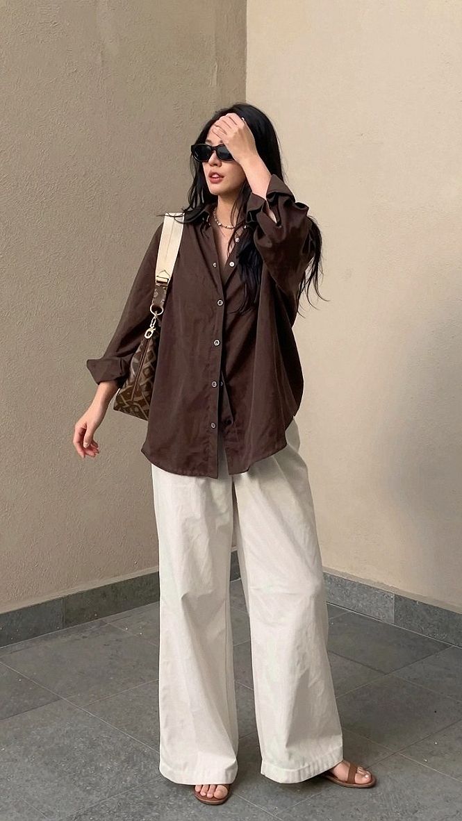 Balancing an Oversized Button Down with Wide Leg Bottoms
