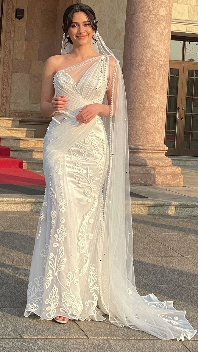 Styling an Asymmetric One-Shoulder Bridal Gown