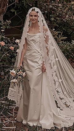 Pairing a Cathedral Lace Veil with an Open Back Gown