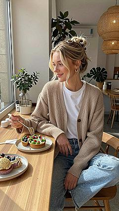 Styling an Oversized Brown Cardigan with Casual Denim