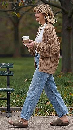 Styling an Oversized Cardigan with Straight Leg Jeans