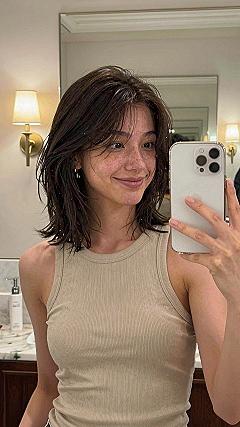 Textured Shag Cut With Parted Fringe