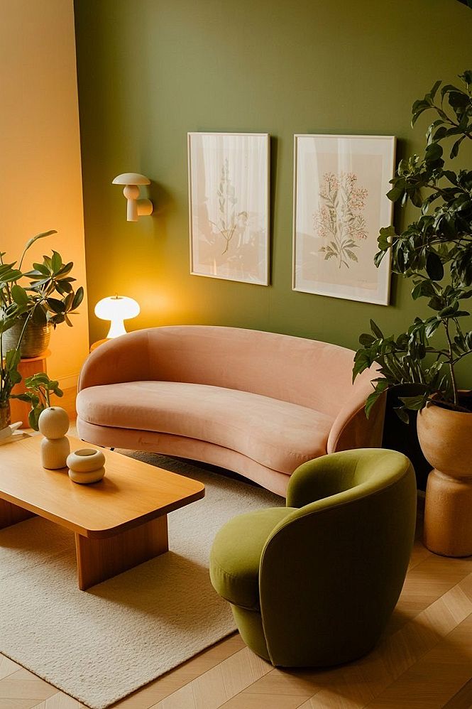 Chic Pink & Green Dining Room: Modern Interior Style & Decor