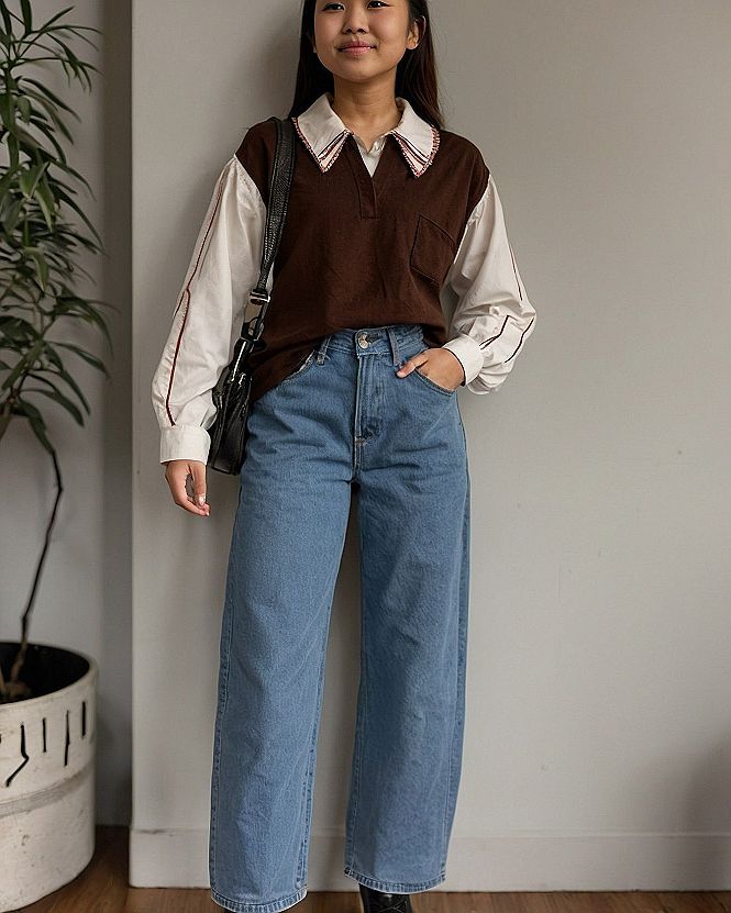 Styling Sweater Vests With Collared Shirts And Denim