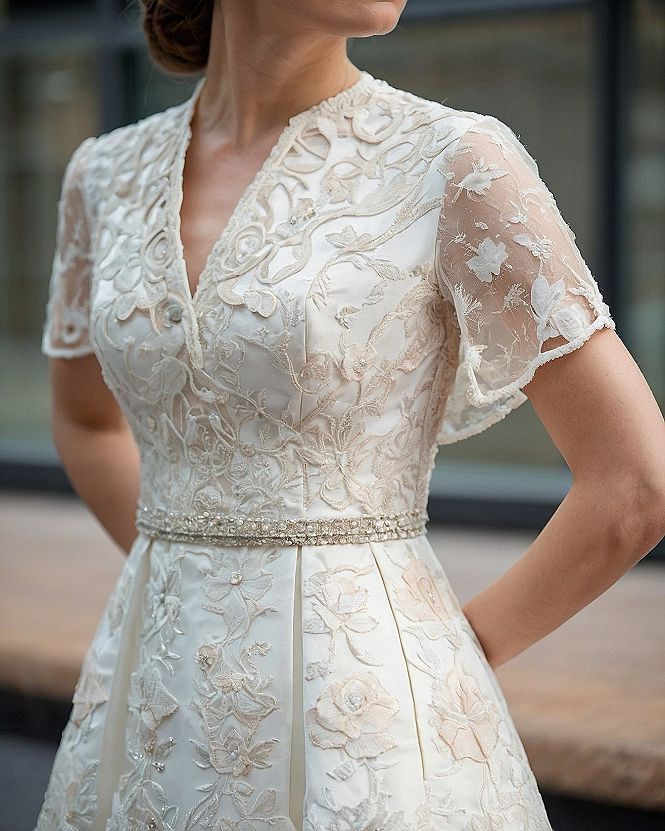 Selecting Neckline And Sleeve Length For Lace Gowns