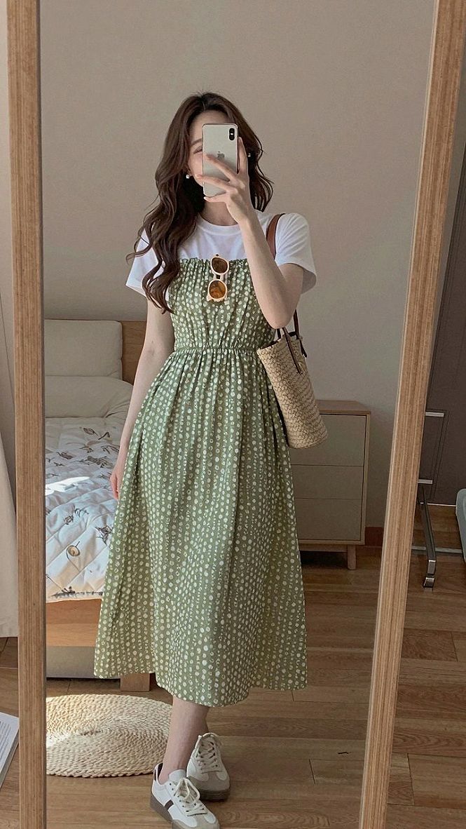 Layering a T Shirt Under a Printed Sundress
