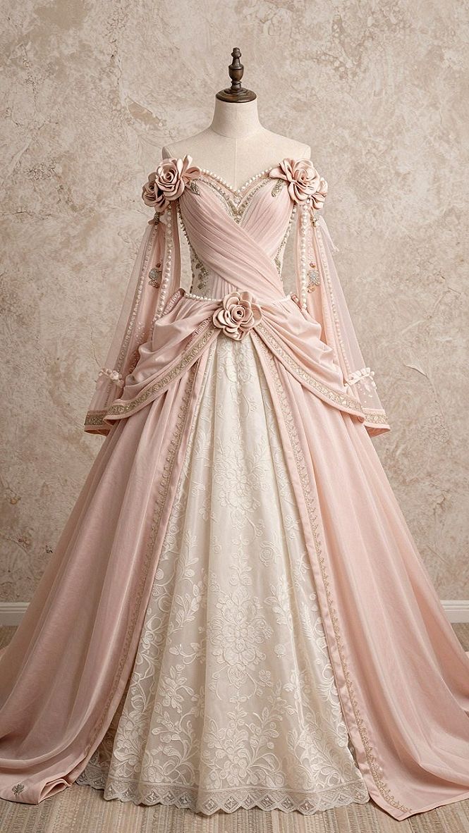 Selecting a Romantic Ballgown With Draped Long Sleeves