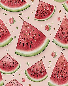 Watercolor Watermelon Slices Pattern on Blush Pink Background