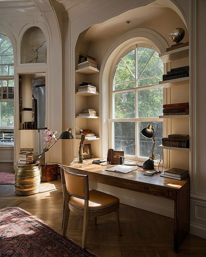 Setting Up a Sunny Arched Window Desk Nook