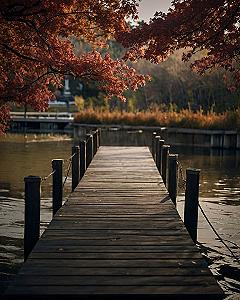 Setting Up Wooden Pier and Lake Spring Wallpapers