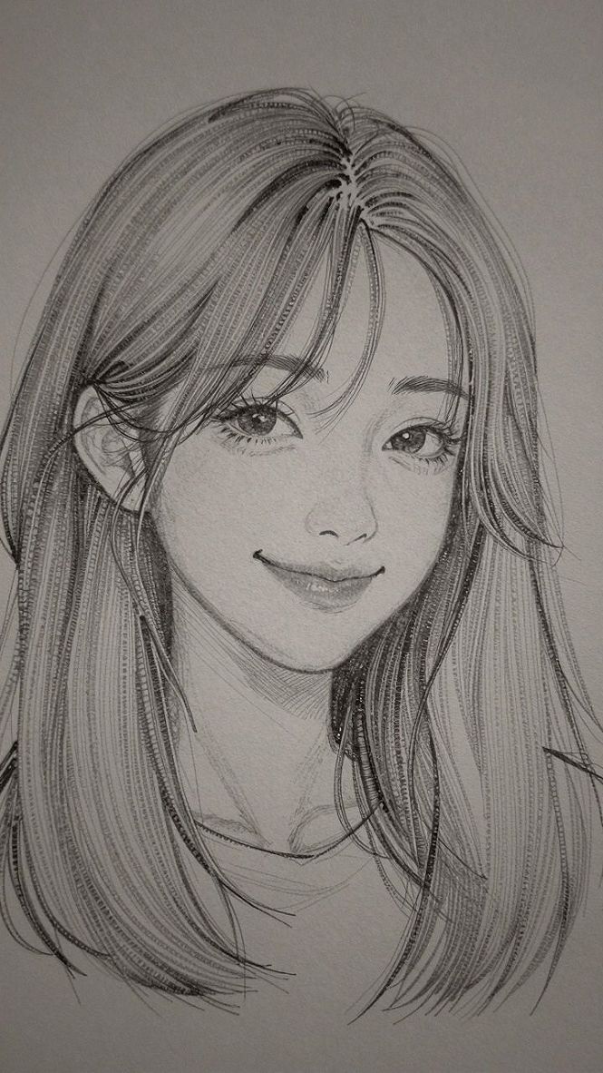 How to Shade Realistic Straight Hair in Cute Sketches