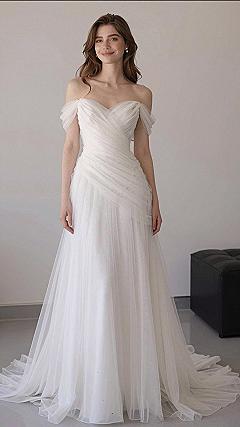 Maintaining Pleated Tulle And Off Shoulder Gowns