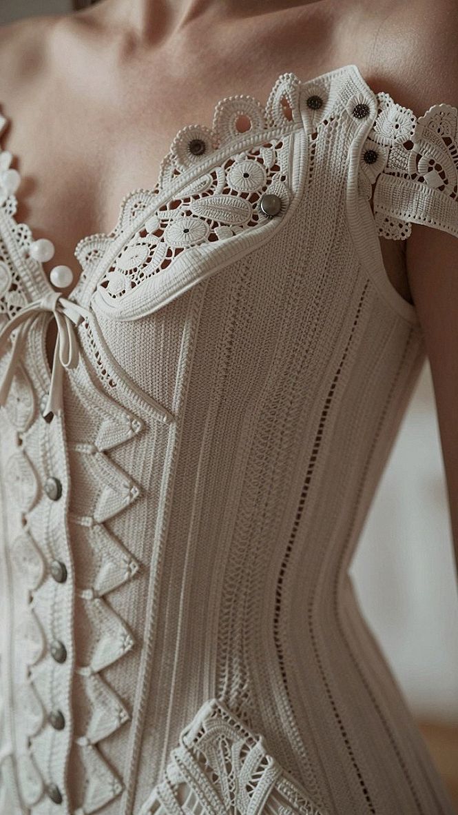 Charming Crochet Lace Corset Back Wedding Dress Design