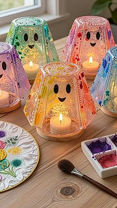 Making Glowing Ghost Lanterns with Fall Leaves