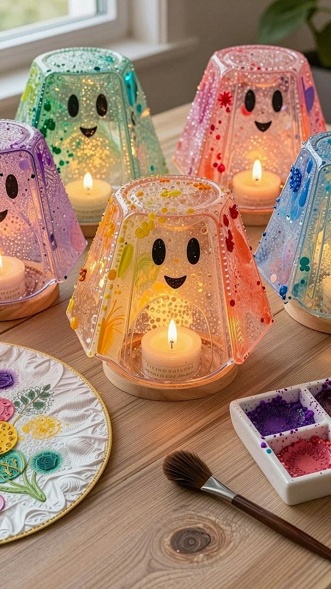 Making Glowing Ghost Lanterns with Fall Leaves