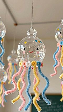 Adding Pipe Cleaner Tentacles to Painted Glass Chimes