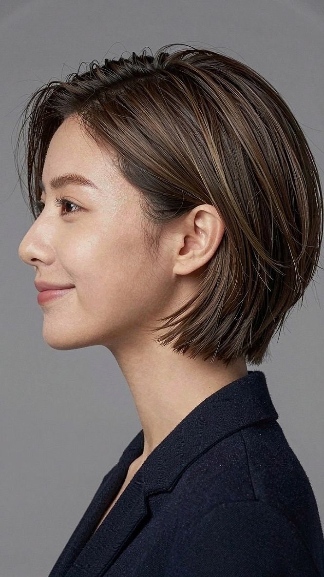 Sleek Side Part Bob With Tucked Ends