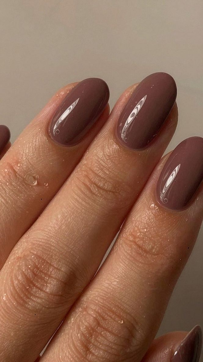 Deep Toffee Caramel Nails with High Shine Finish