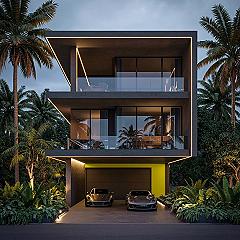 Ultra Modern House Facades: Luxury Living Illuminated by Dusk Lighting