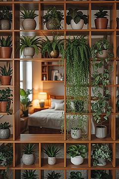 Creative Wooden Room Dividers: Stylish Plant Separation Walls