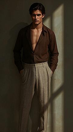 Brown Shirt & Beige Pants: Sophisticated Smart Casual Outfits