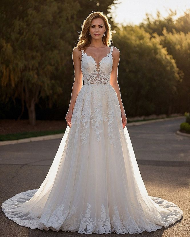 Structured Bodice Meets Ethereal Skirt in Golden Hour