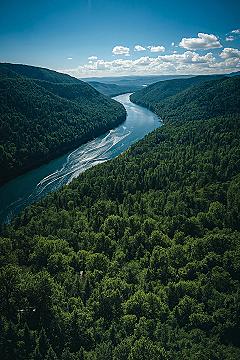 Majestic River & Forest: Inspiring Landscape Wallpaper for Desktop