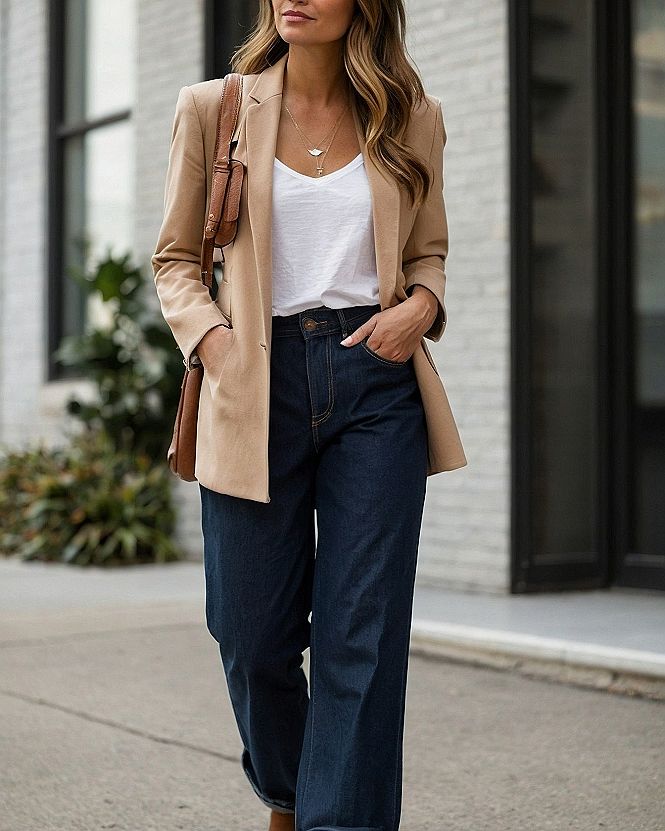 Pairing Tailored Blazers With Straight Cut Denim
