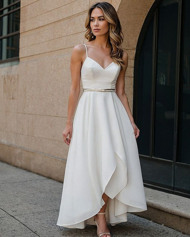 Styling A Simple White Maxi Dress With A Slim Belt